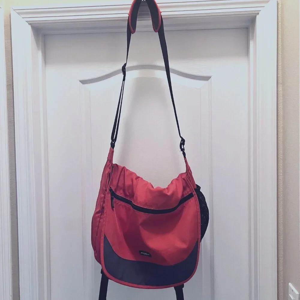 Eddie Bauer Satchel/Tote/Shoulder Travel Bag-School-Black/Burnet Orange-Large